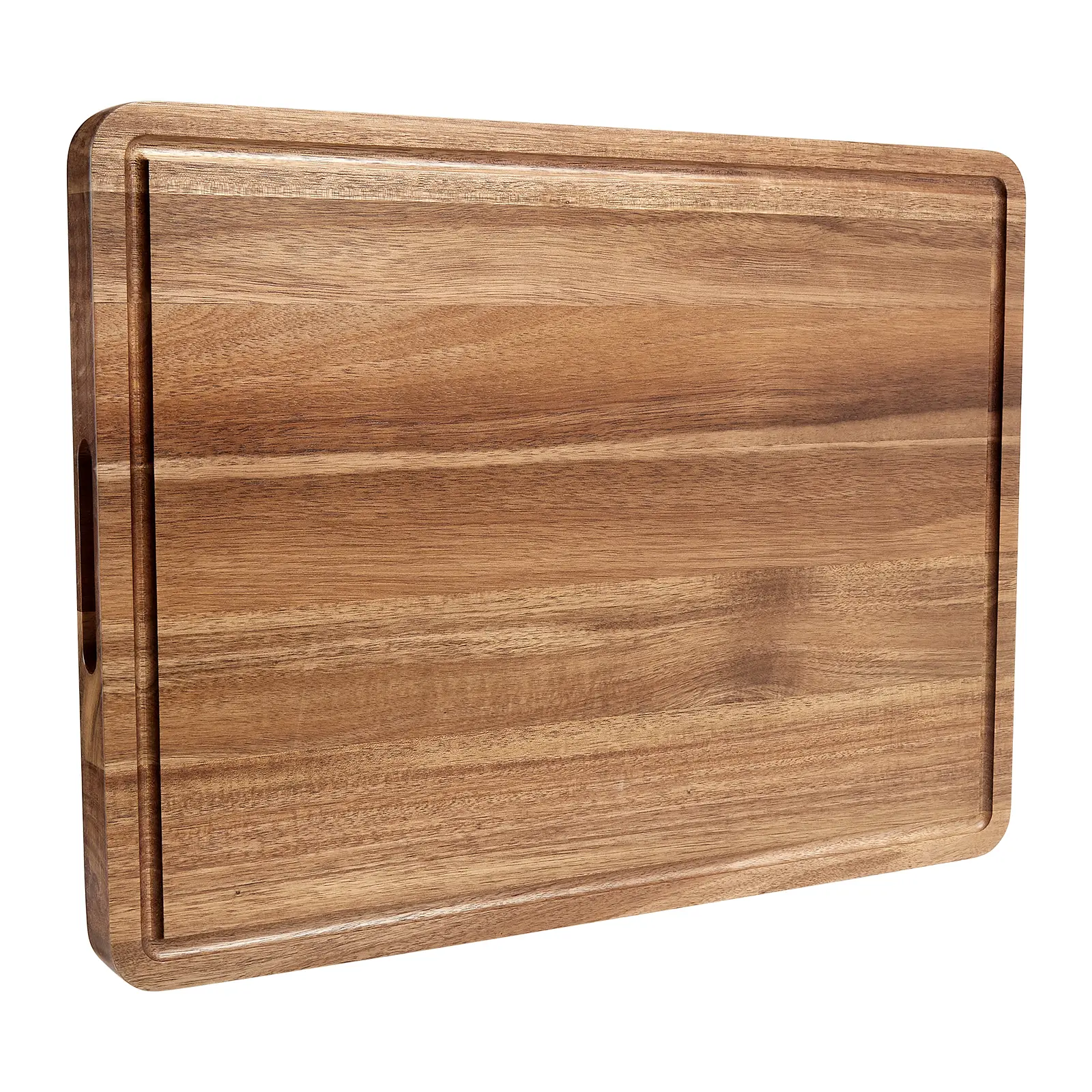 Gaomon Rectangular Natural Grain Acacia Wood Cutting Board for Kitchen Cooking Prep - 20x15x1.38in Heavy-Duty Reversible Butcher Block with Deep Juice Groove, Side Handles, Knife-Friendly Design for Meat, Vegetables