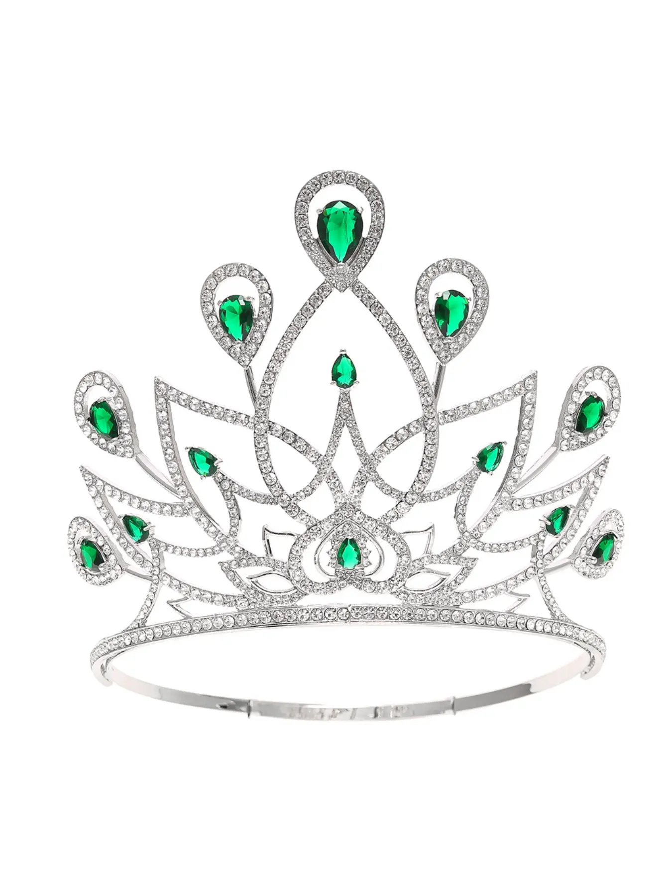 European and American bridal runway crown hair accessories laurel Baroque crown glass diamond high-end circle metal zirconia crown