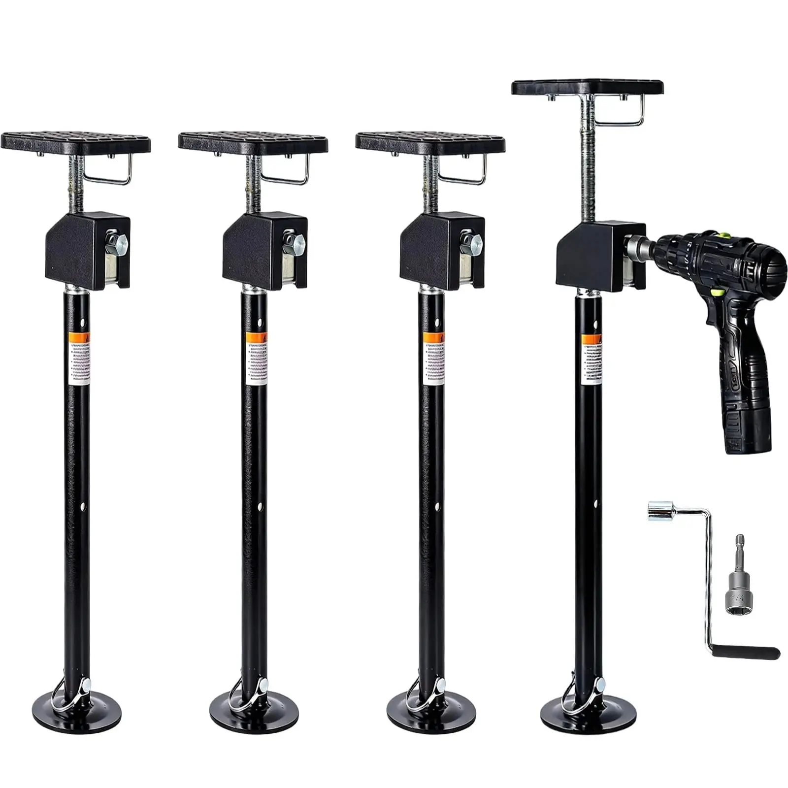 Heavy Duty RV Slide Out Support Jacks, Adjustable 21-49 Inch. Drill & Crank Compatible Stabilizers. Anti-Wobble for Campers, Travel Trailers, Fifth Wheels. Flat Top Protection, Steel Construction. Easy Setup Kit