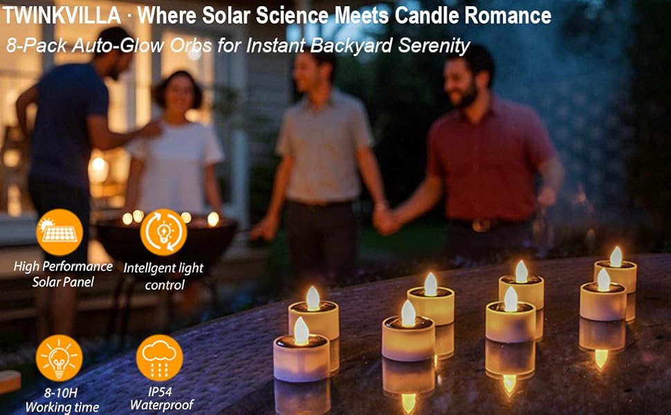 Solar Tea Lights Outdoor Waterproof, 8pcs Rechargeable Dusk to Dawn Little Solar Votive Candles, Flameless Flickering Small Light for Lantern Window DIY Chandelier Patio Deck Garden Decor (Warm Amber) Solar Tea Lights Outdoor Waterproof, 8pcs Rechargeable Dusk to Dawn Little Solar Votive Candles, Flameless Flickering Small Light for Lantern Window DIY Chandelier Patio Deck Garden Decor (Warm Amber)