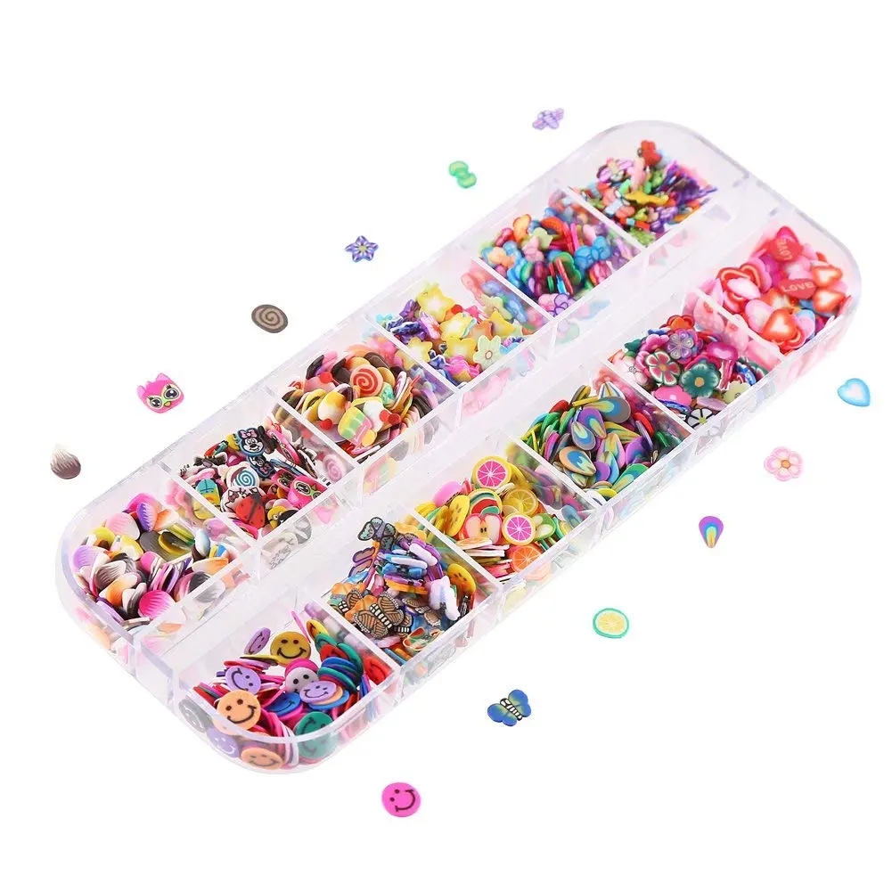 Nail Art Slice with Fruit Flower Food Slice Assorted Designs Polymer Clay Nail Decoration Slice for Slime DIY Craft Projects Decoration springtok