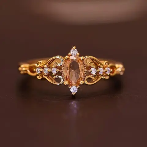 Women's Vintage Filigree Stackable Promise Rings Set - Gold-Tone Marquise Casual Chunky Band, Gold Jewelry, Fashionable Jewelry Accessories, Cool Unique Gifts