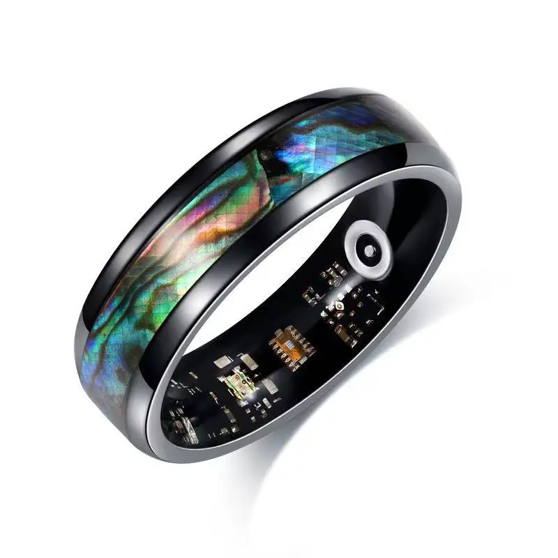 vacuum colorful abalone shell smart ring, sports step counter, calorie tracker, waterproof, health and sleep monitor ring