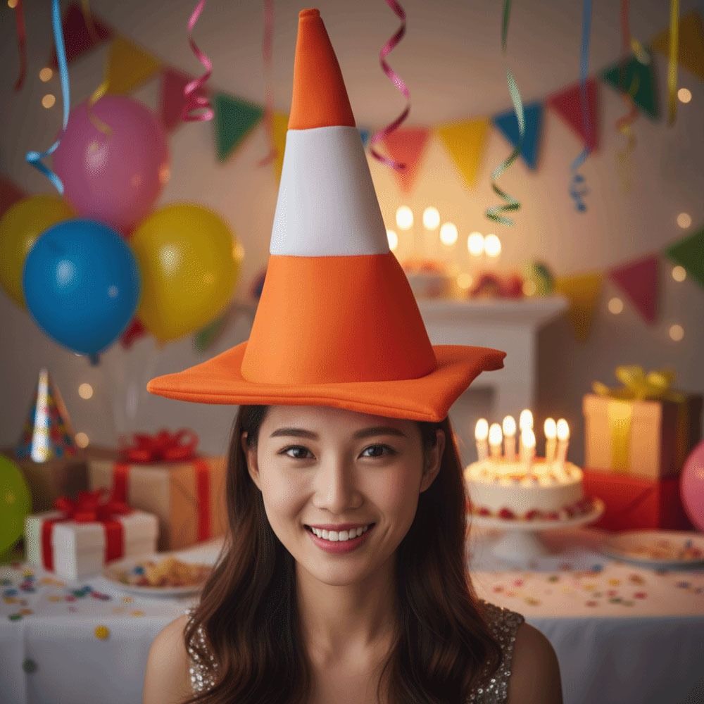 Funny Foldable Traffic Cone Hat Dress Up Masquerade Stage Hat Role Play All Age Halloween Costume Funny Hat Cosplay Event