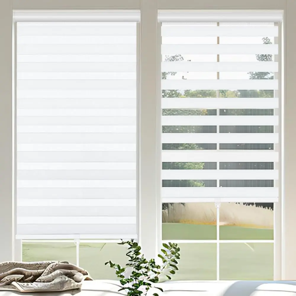 Blinds for Windows, 24" W x 72" H Roller Shades with Free Stop Roller Shades, Light Window Treatments Dual Layer Sheer Blinds for Day and Night