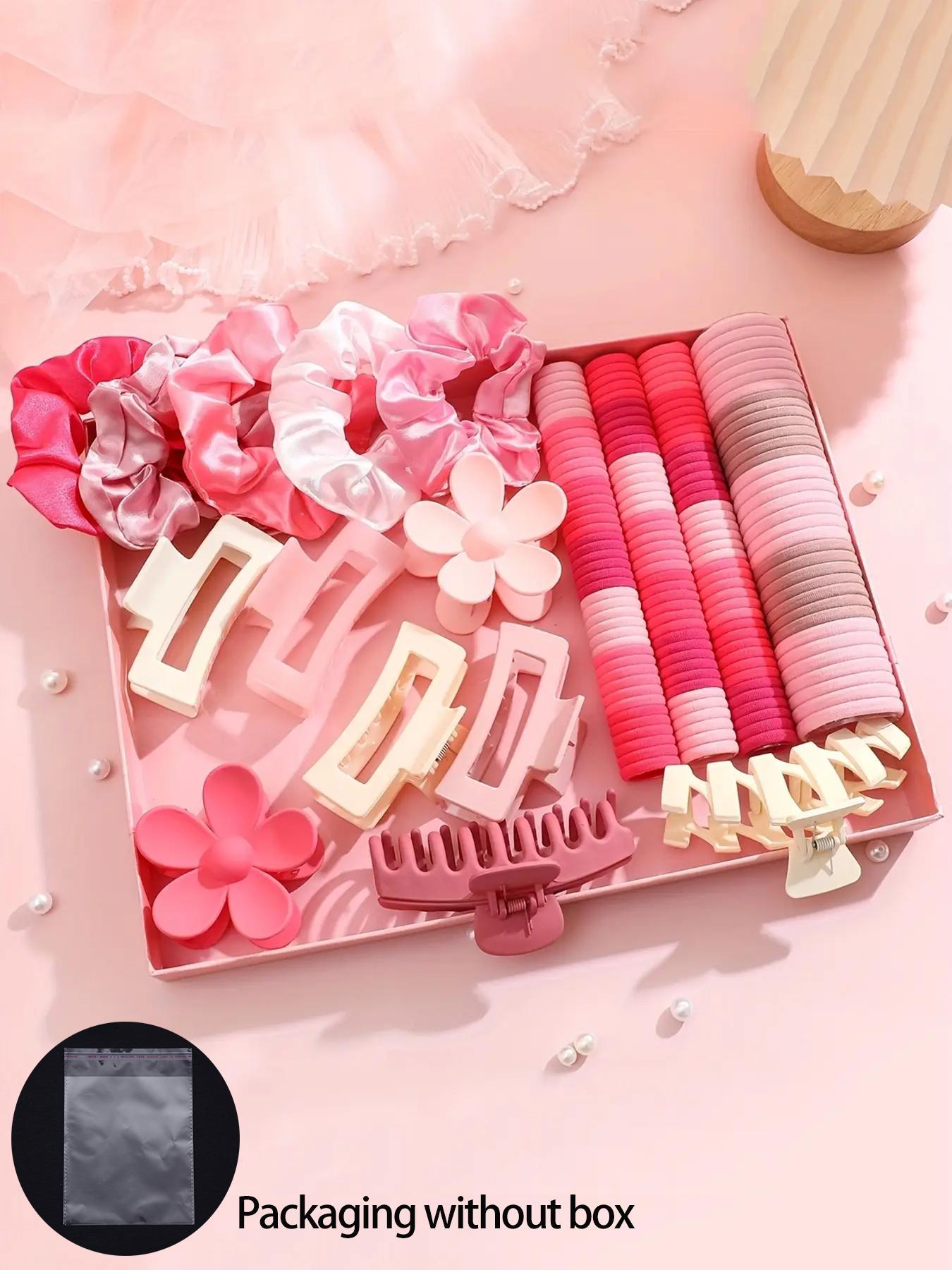 Random Color Hair Accessories Set for Valentine's Day Galentineday Outfit, Flower Decor Hair Accessories for Women & Girls, Including Hair Tie, Hair Claws, Scrunchie, Elastics for Daily Use, Minimalist Headwear Suitable for Thick Hair