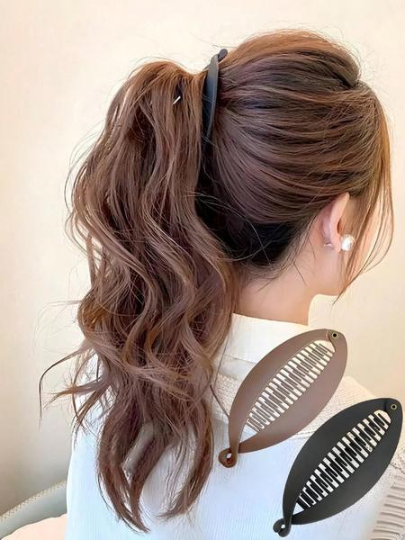 2-Pieces-Hairpin-Large-Banana-Clip-Black-Coffee-Color-Hair-Comb-Plastics-Flexible-Banana-Clip-Hair-Suitable-For-Thick-Hair-Ponytail-Clip-Interlocking-Banana-Hairpin-Styling-Banana-Clip-Women