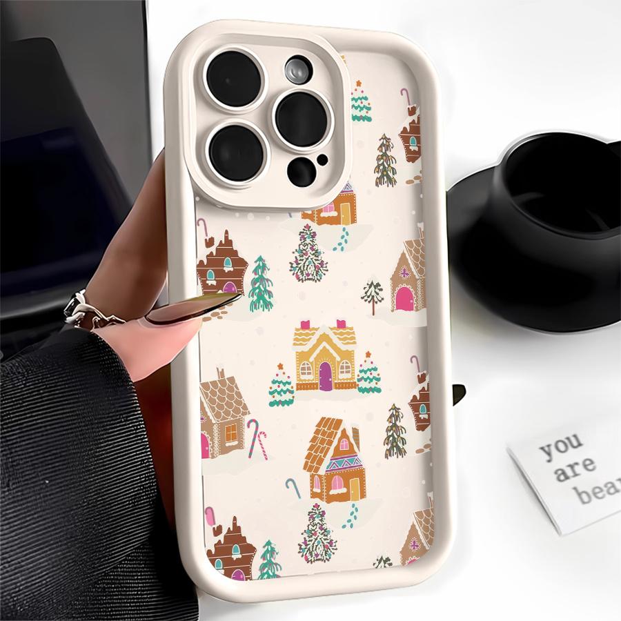 Christmas Gingerbread Houses Phone Case Suitable for Apple iPhone 17 E Air Pro ProMax iPhone16 15 14 Plus 13 12 Mini 11 X XS XR Shock Proof All Inclusive Lens Protection Girlish Style Cute Can Be Given to Friends
