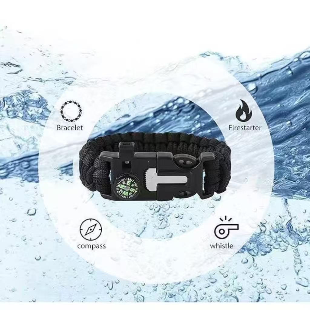 Survival Bracelet Paracord Rod Compass Metal Double Buckle Outdoor Tactical Umbrella Rope Efficient Compass Precise Pointing Quick Positioning