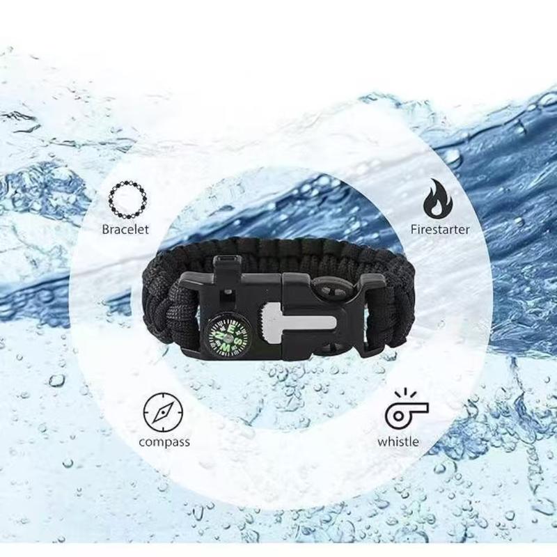 Survival Bracelet Paracord Rod Compass Metal Double Buckle Outdoor Tactical Umbrella Rope Efficient Compass Precise Pointing Quick Positioning