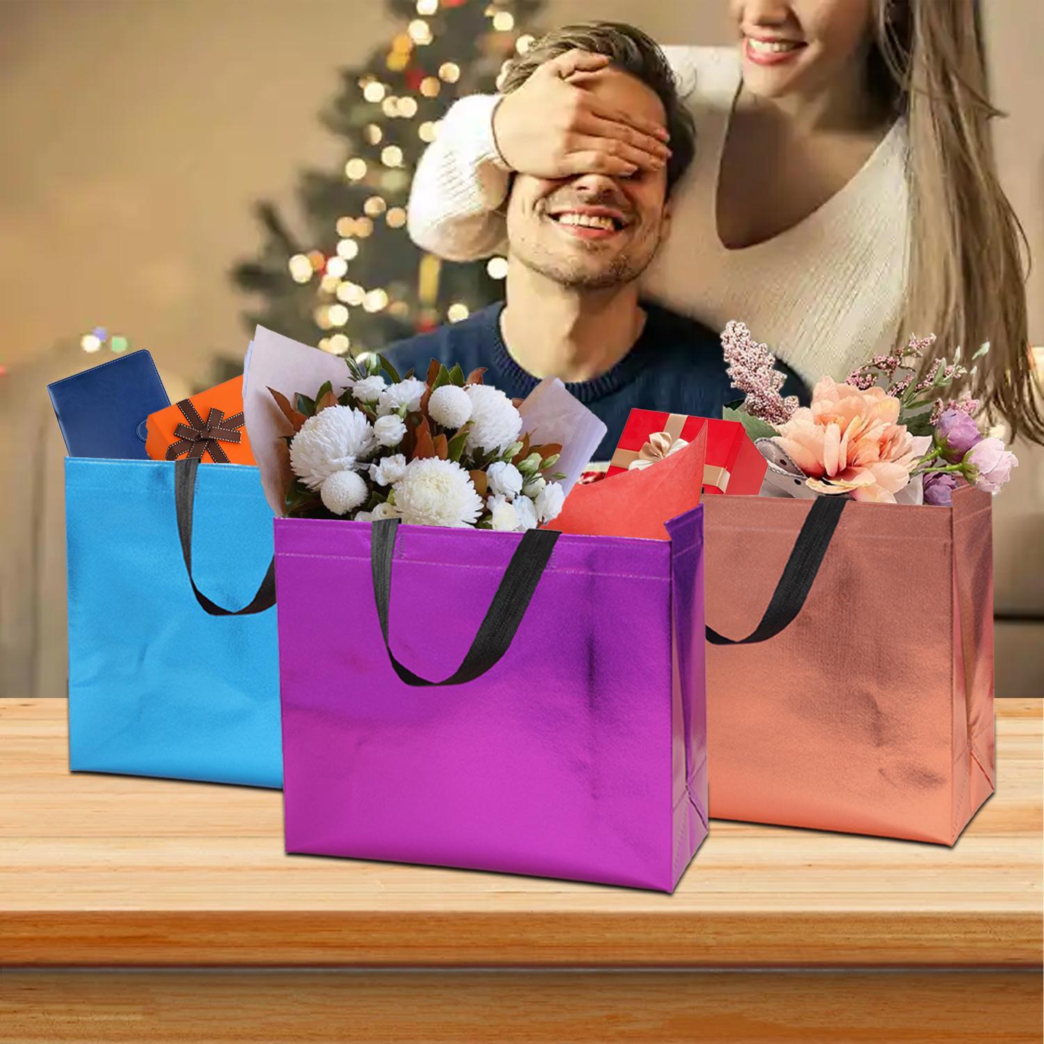 Colorful Reusable Non-woven Fabric Gift Bag, 12pcs/set Gift Wrapping Bag with Handle, Gift Packaging Supplies for Wedding & Birthday & Party Colorful Reusable Non-woven Fabric Gift Bag, 12pcs/set Gift Wrapping Bag with Handle, Gift Packaging Supplies for Wedding & Birthday & Party