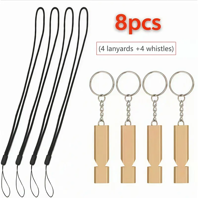 8 PCs(4 lanyards +4 whistles) technology training birds, pigeons and parrots, effective communication in flight training, bird training equipment, bright tail whistle, ultrasonic pigeon whistle with lanyards, dog training whistle and pet training tools.