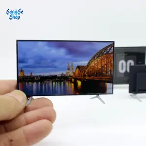 1:12 Scale Dollhouse Miniature TV with Stand, Realistic Television Model with Display Base, Mini Living Room Furniture Accessory for Dollhouse, Pretend Play Toy, DIY Miniature Scene Decor, Collectible Display & Micro House Decoration