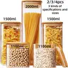 Square Kitchen Food Glass Jars, Large Capacity Storage Containers with Lids, Bamboo Wood Lid, Set of 2/3/4pcs, Ideal for Spices, Grains, Pasta, Coffee, Sugar, Seasoning Jars Containers