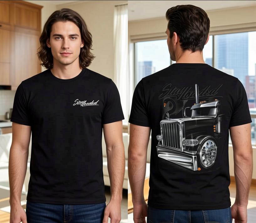 180g[100%cotton]TikTok Shop Deals Stay Loaded semi truck Graphic Tee (Viral) summer outfits classic 18 wheeler trucker printed top