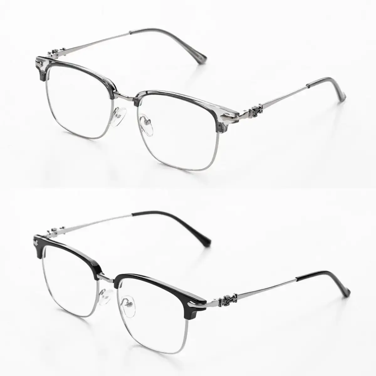 Square Frame Blue Light Glasses for Men & Women - Lightweight Semi-Rimless Alloy Eyewear, Browline Anti-Glare Frames, Eye-Friendly Daily Use for Computer & Gaming, Men's Accessories, Protects Your Eyes from Harmful Blue Light