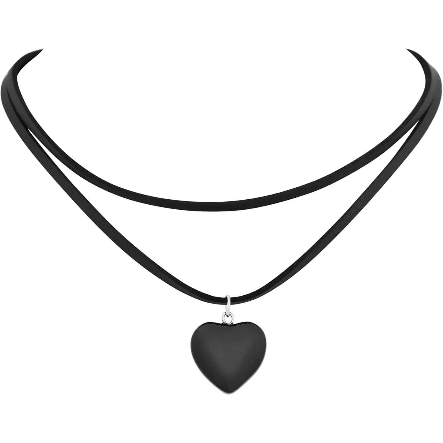 Layered Black Heart Choker Necklace, Heart Necklace for Women, Black Choker, Gothic Necklace, Y2k Necklaces, Valentine Gift, Christmas Jewelry Gift For Women