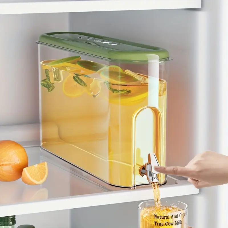 Cold Water Bottle with Faucet Household Advanced Sense Large Capacity Sealed Food Grade Cold Water Bottle Summer Refrigerator Essential (The Logo Is a Sticker.)