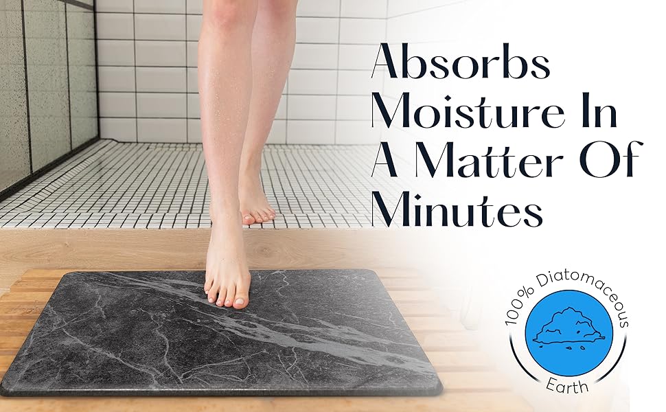 Diatomaceous Earth Shower Mat, Non-Slip Super Absorbent Quick Drying Bathroom Floor Mat, Natural, Easy to Clean