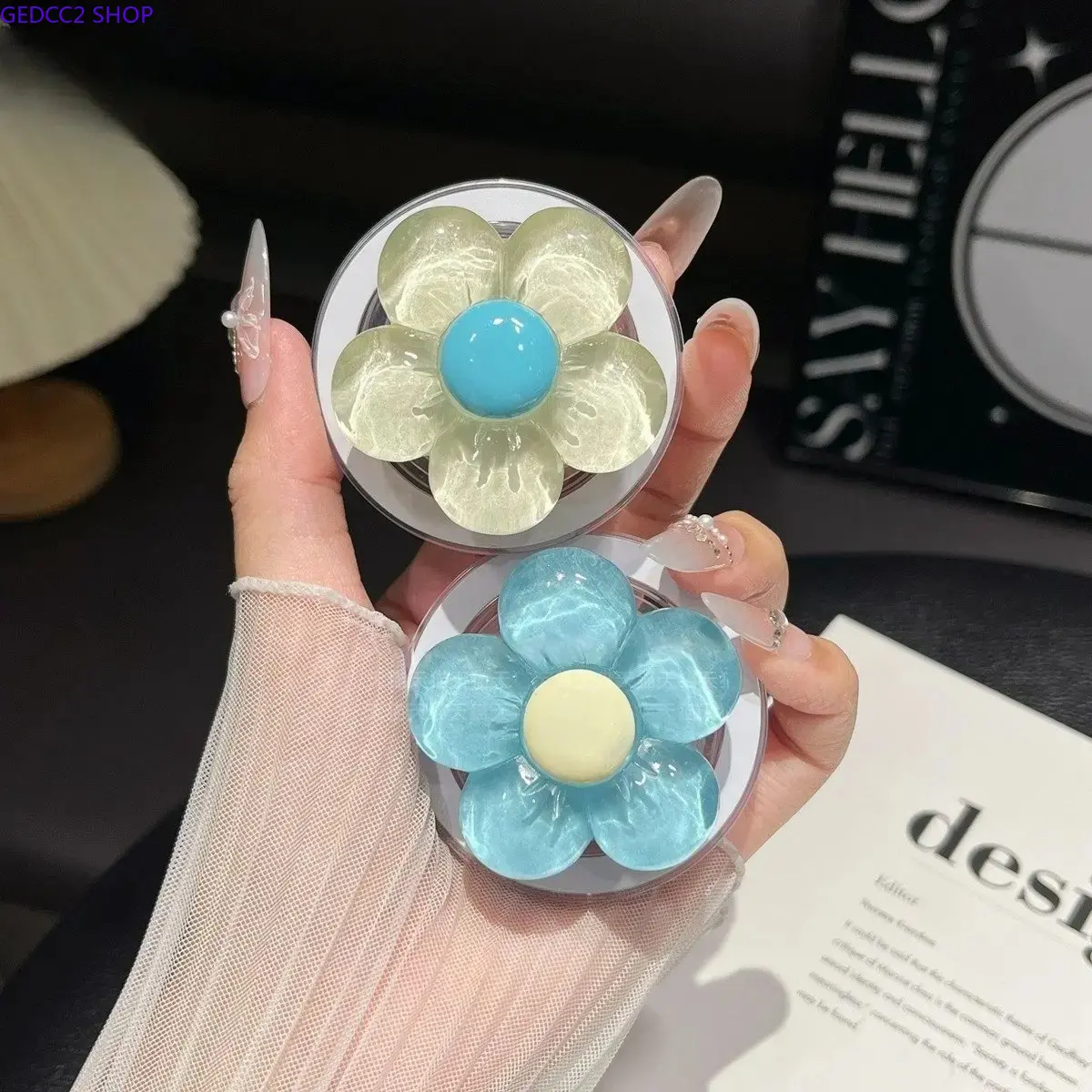Summer Flower MagSafe Magnetic Pop Socket, Collapsible Expandable Phone Grip Stand Strong Adsorption for iPhone