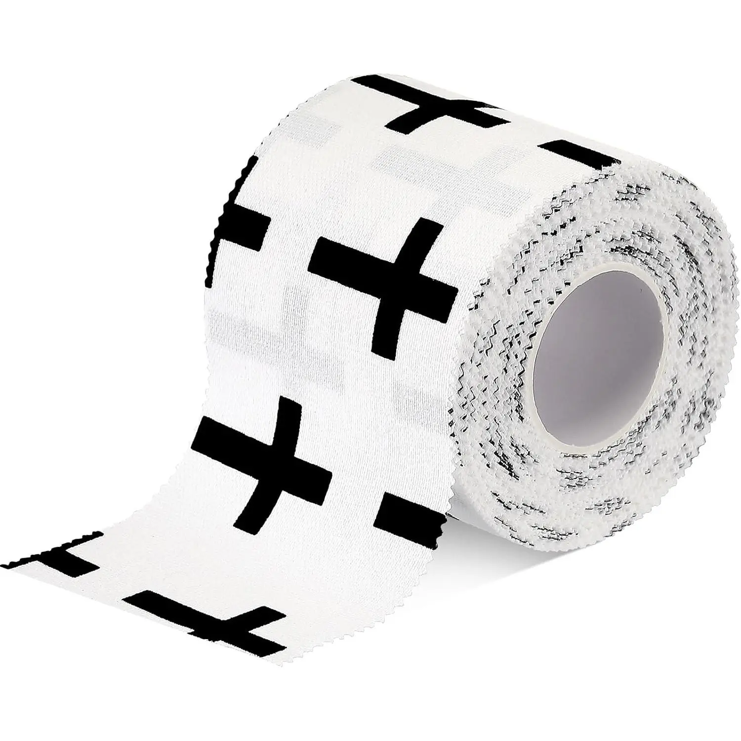 1 Pcs Wrist Tape Baseball Cross Athletic 2in x 23ft Cotton Cross Wrist Tape Serrated Edges for Fingers Ankles Injury Wrap, Football Baseball Hockey Soccer (White)