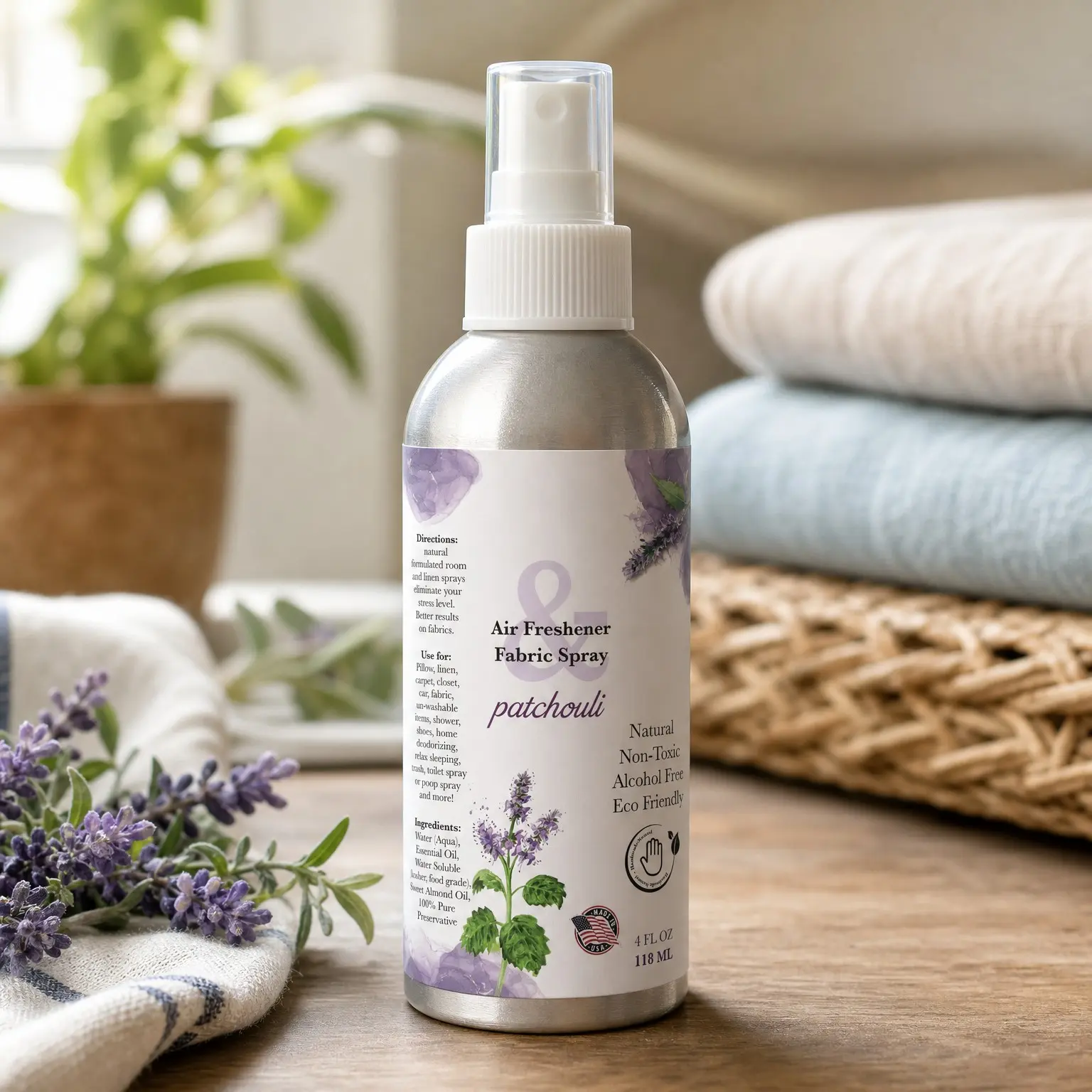 Patchouli Air Freshener Room Spray - Odor Eliminator & Deodorizer for Home, Car, Linen & Fabric - Non-Toxic, Alcohol-Free, Made in USA (4 Oz)Gift