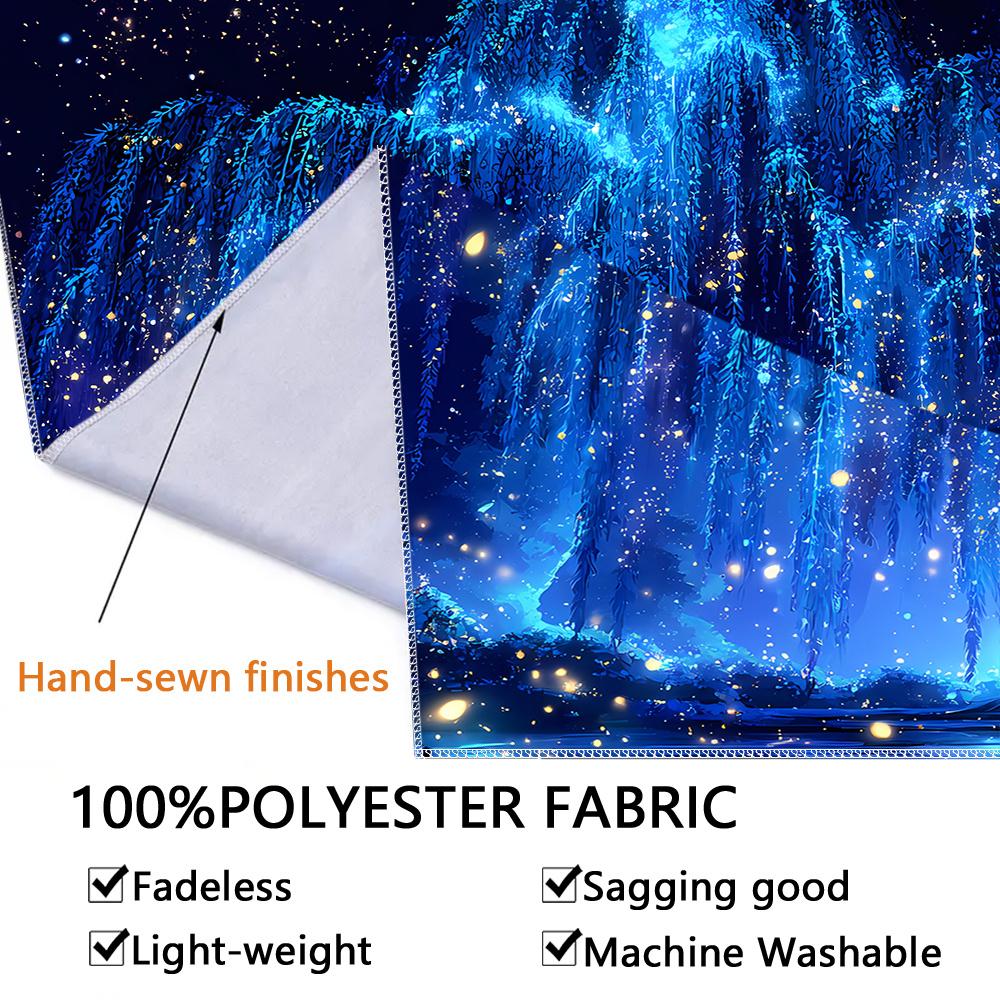 1pc Brilliant Starry Sky Tree Of Life- Glow In The Dark UV Light Banner Tapestry, Starry Sky Pattern, Large Size Peach Skin Fluorescent Printing Tapestry, Bedroom Hanging Tapestry For Party Festival, Bedroom Home Decor