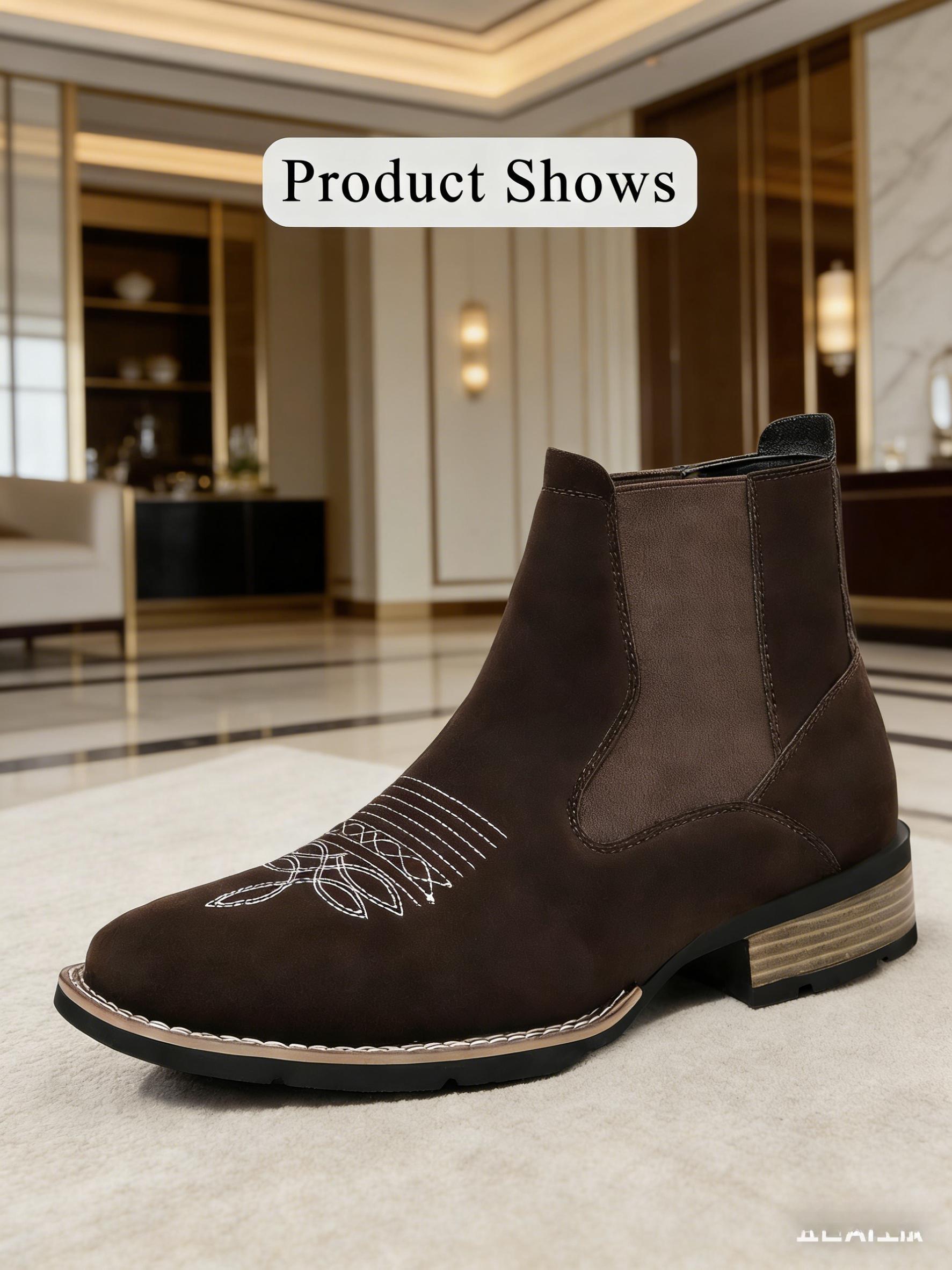 Urban Treads Tabi Shoes Embroidered Chelsea Men's Boots Unique European American Style Comfortable Black Men's Shoes Cowboy Boots Men Footwear Flat Rubber RetroDesign Frye Boots Tabi Shoes Men's Ultra Western Boot,elegant boots for men