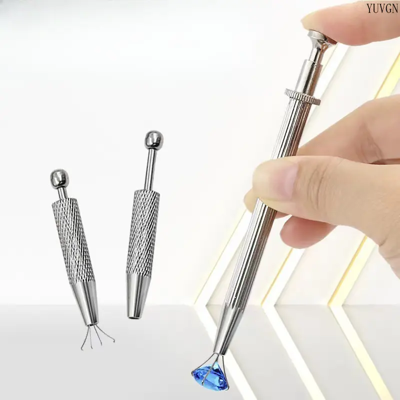 Retractable 4 Prong Grabber Pick Up Tool, Secure Grip Small Item Holding Helper, Portable Precision Accessory for Gem Rhinestone Nail Craft Jewelry Making Daily Repair