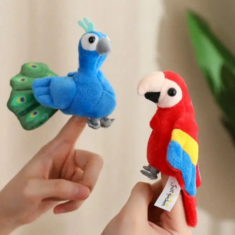 9CM Mini Finger Puppets Educational Toys For Children Hand Cartoon Birds Marine Animals Plush Doll Hand Puppets Tell Story Gifts