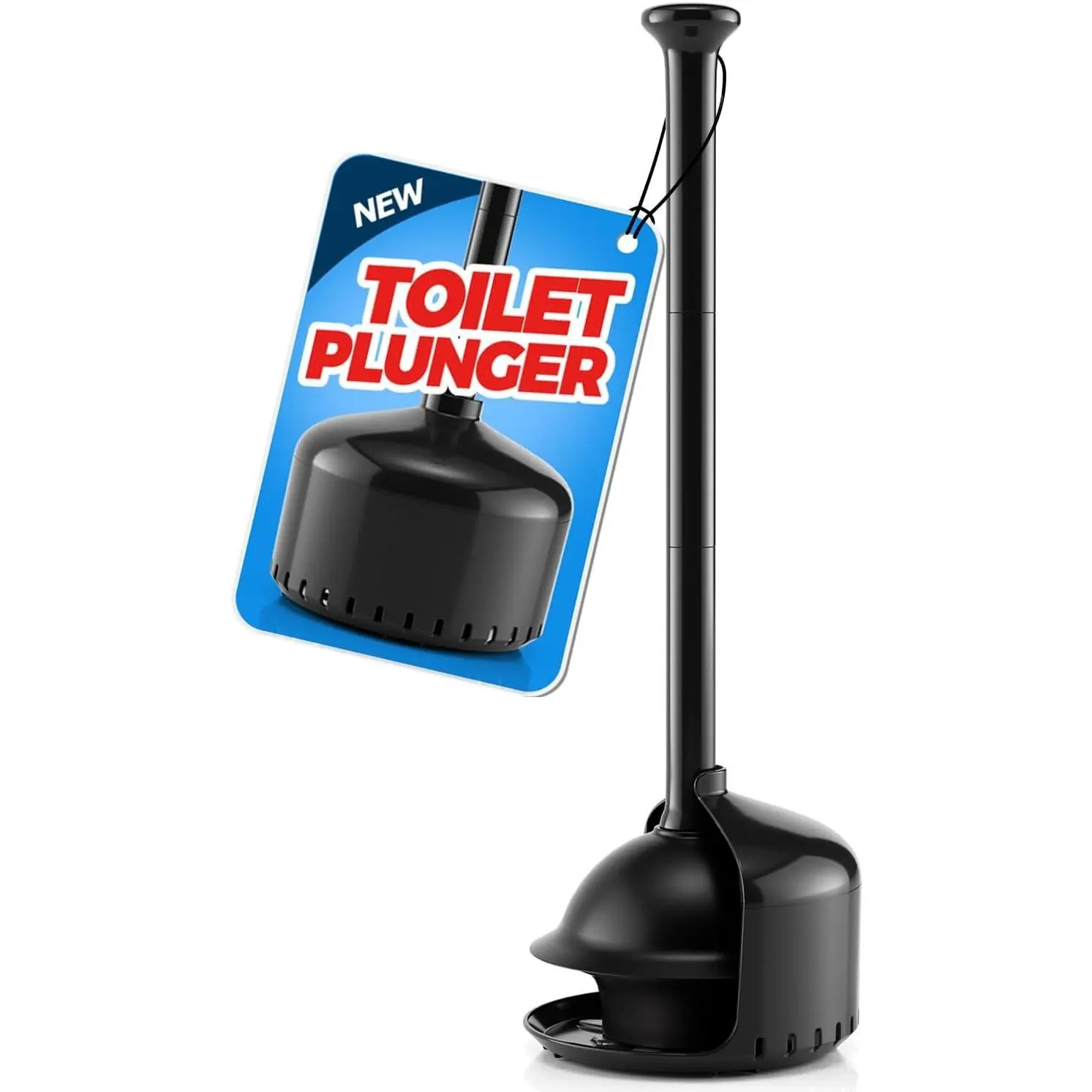 Toilet Plunger with Holder,Plungers for Bathroom with Holder,Plunger with Cover,Bathroom Decor,Bathroom Accessories,Toilet Bowl Cleaners,Black(19inch)