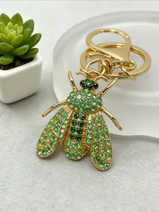 1Pc Bee Keychain Bling Rhinestone Insect Key Ring Pendant Cute Bumblebee Perfect Gift for Bee Lovers