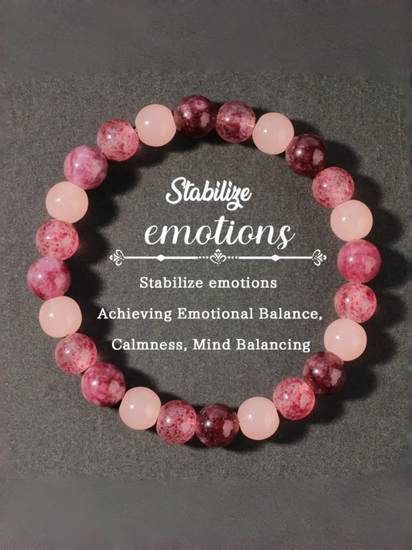 Stress Relief Bracelet, Handmade StrawberryQuartz Garnet Crystal Beaded Jewelry, CrystalBracelets, Fashion Accessory for Men & Women,Perfect Gift