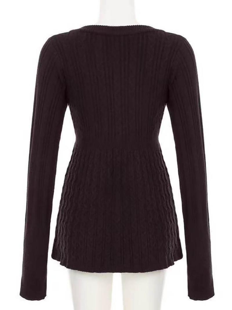 Women's Y2K Vintage Sweater, Soft Long Sleeve V-neck High Waist Knitwear for Women