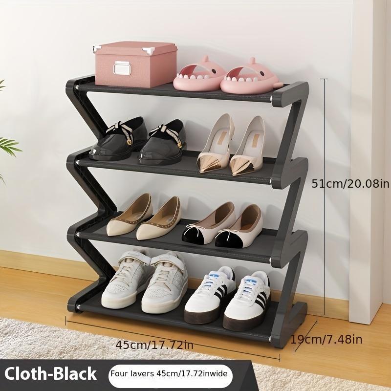 4 Layer Z Shaped Shoe Rack, Durable Plastic Shoe Storage Rack, Easy To Stack, Suitable for Home and Dormitory Organization