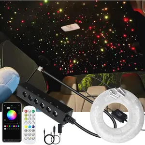 6LED Colorful Fiber Optic Starlight Headliner Kits Fiber 240 count*0.03in*6.5ft Strands APP& Remote Control Mix Color Chase Timing Fiber Optic  Light for   Sky  Decoration