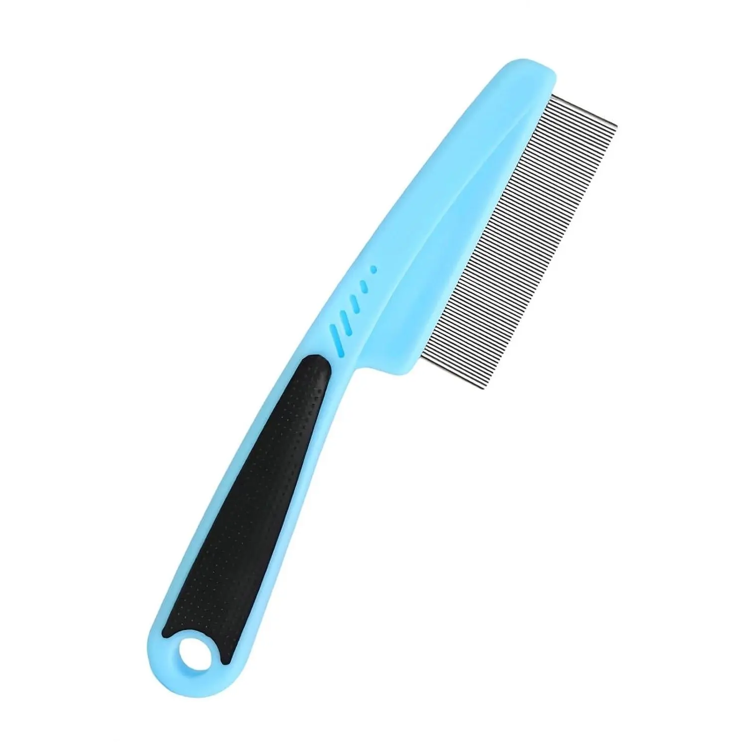 Flea Comb with Rubber Handle, Flea and Tick Comb for Dogs & Cats, Fine Tooth Dog Combs for Grooming (Blue)
