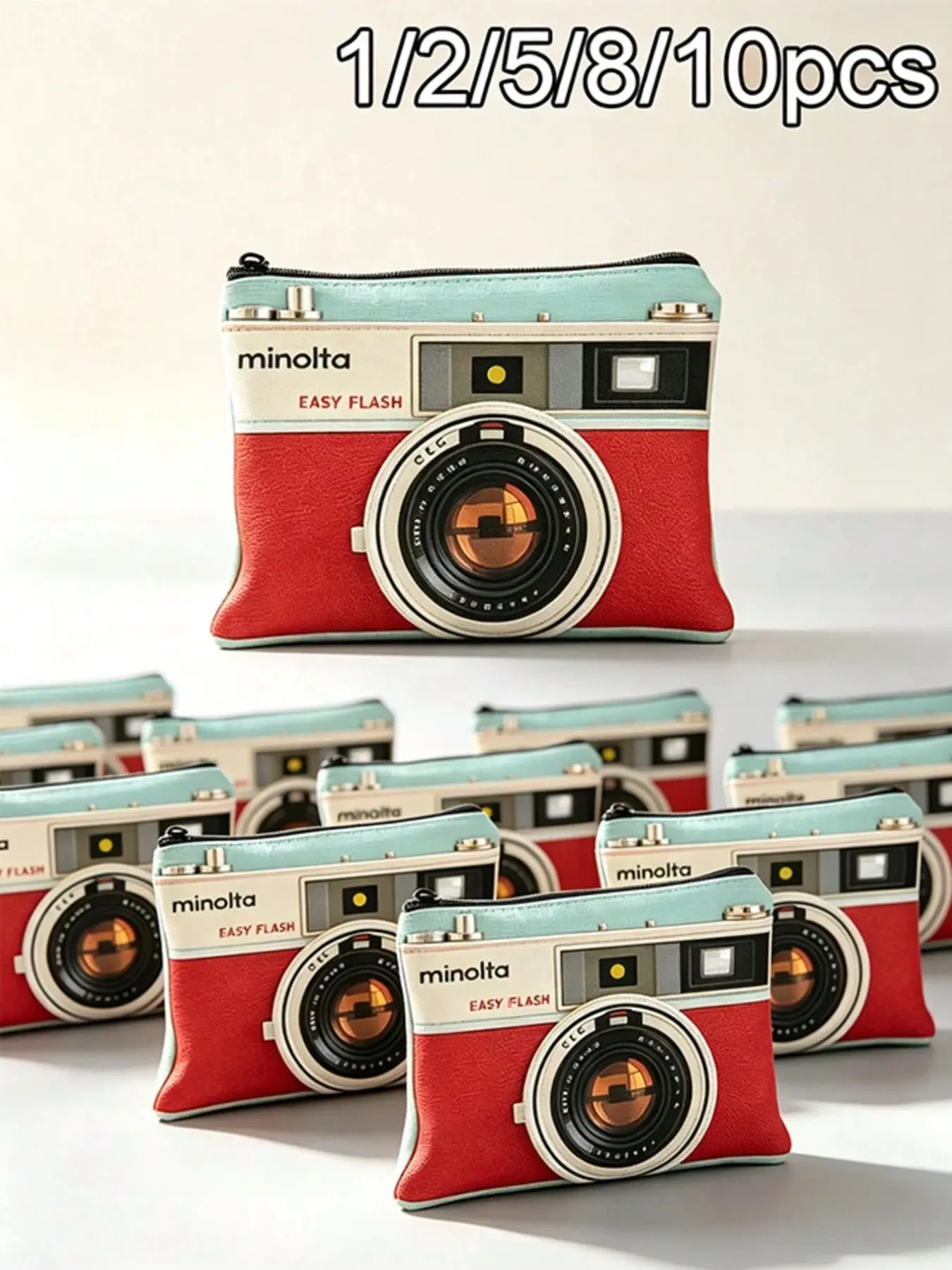 Vintage Camera Print Makeup Bag, Skincare Storage Pouch, Lightweight, Organizer, Daily Use, Neutral Fashion Toiletry Bag