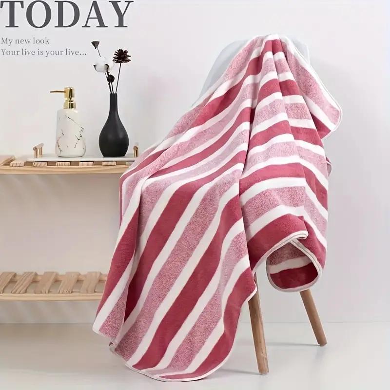 Striped Bath Towel Sets, Premium Bath Towels, 2/5/8/12 Pcs Washcloths Hand Towel and Bath Towels Soft Absorbent Microfiber Blanket Towel, Quick Drying Towel for Bathroom, Hotel, Salon, Spa, Gym, Home Goods