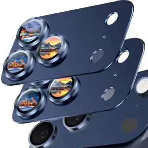 2 Pack iPhone 17 Pro Max Camera Lens Protector – Metal Aluminum Tempered Glass, Military Grade, Case Friendly, Silver