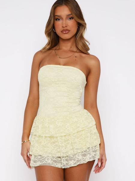 Women's Lace Tube Dress, Elegant Strapless Dress for Party Club Dating Wear, Ladies Summer Clothes