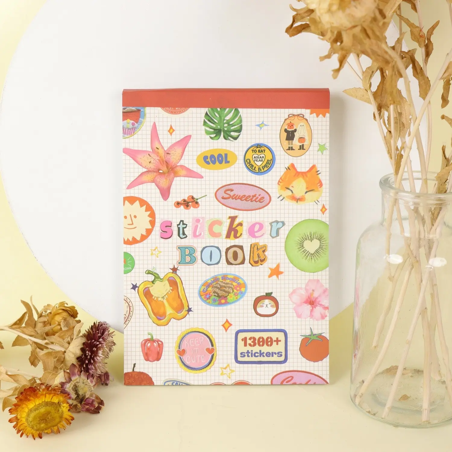 Sticker Book 1300+ Cute Aesthetic Stickers, Colorful Fruit Floral Vintage Stickers for Journaling, Junk Journal Supplies, Scrapbooking, DIY Crafts, Notebook Decoration