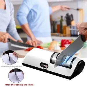 1pc Fully Automatic Electric Knife Sharpener Machine, 1200mAh USB Rechargeable - 2 Speed Levels, Suitable for Household Kitchen Knives, Fast And Efficient Kitchen Gadget, Home appliances, Easy to Use for Home Cooks and Professional C