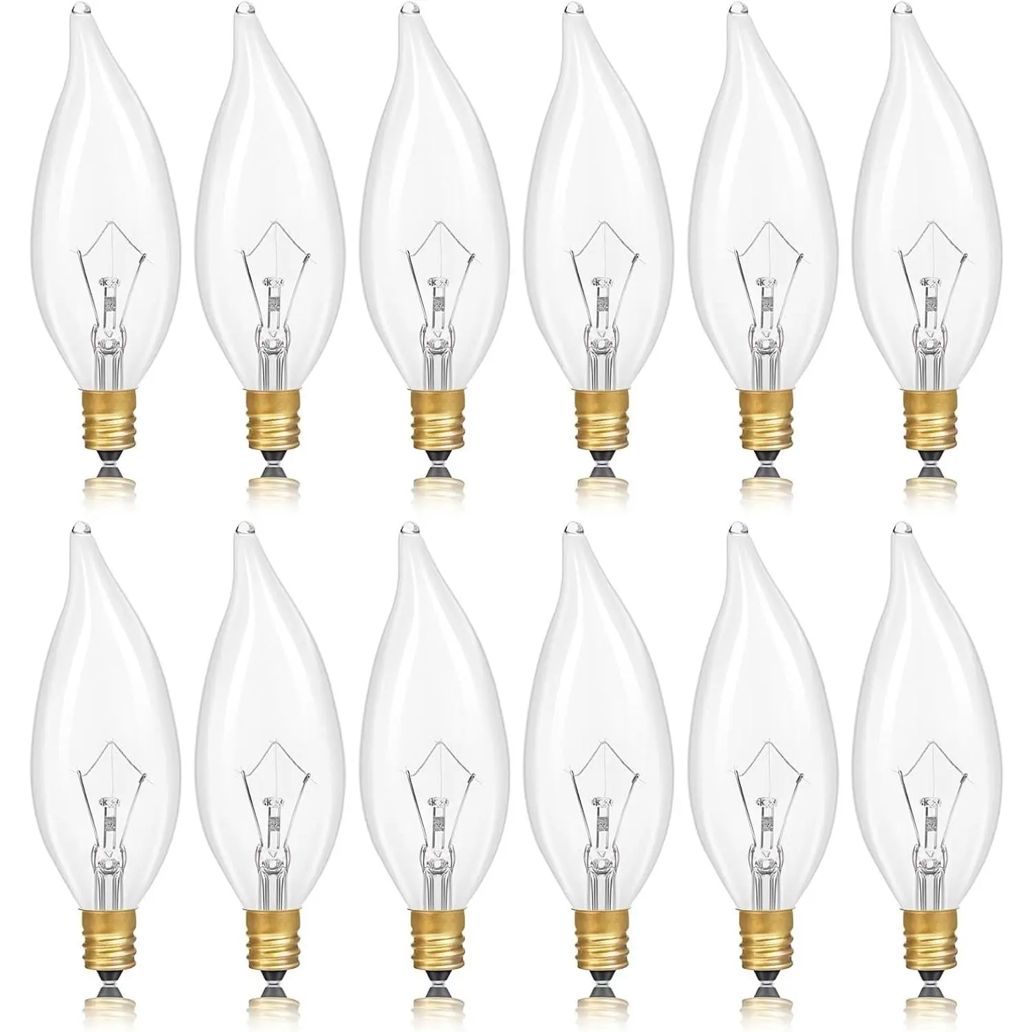 E12 Incandescent Light Bulbs 40Watt Warm White 2700K, 300 Lumens Candelabra Light Bulbs Dimmable Decorative Chandelier for Ceiling Fan, Pendants (40W-12Pack)