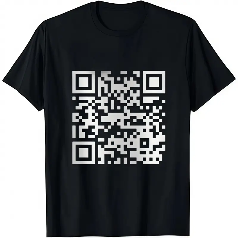 Men's 100% Soft Cotton Funny FU QR Code Graphic T-Shirt - Short Sleeve, Round Neck, Casual Streetwear Top for Everyday Summer Wear
