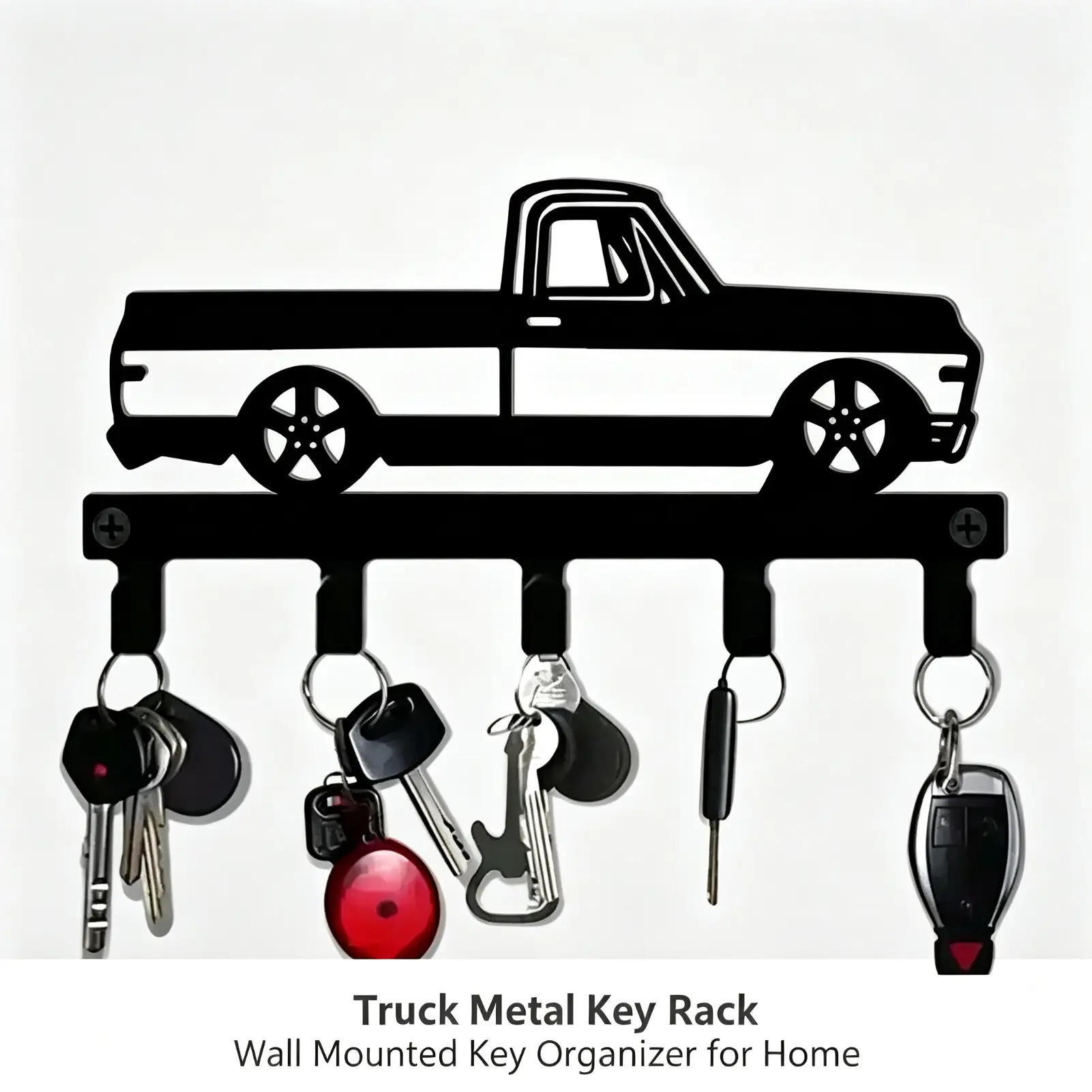 Vintage Industrial Cast Iron Truck Shaped Key Hooks, Wall Mount Metal Key Organizer, Entryway Garage Home Decor, Gift for Truck Enthusiasts