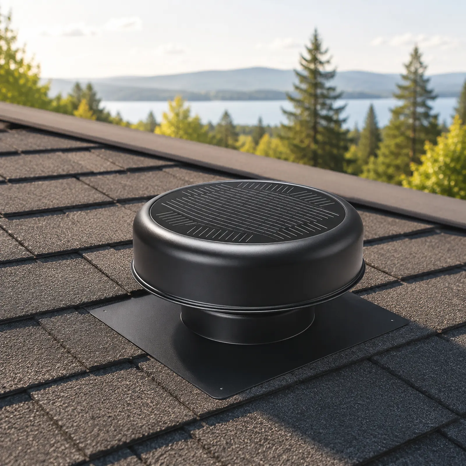 ARCH 12" Round Flush Mount Solar Roof Vent Fan - 30W Dual Power Aluminum Attic Exhaust Fan, 3-Speed Remote, 25°C Auto On/Off, 1200 CFM MPPT Controller, Outdoor Use for Attic Garage