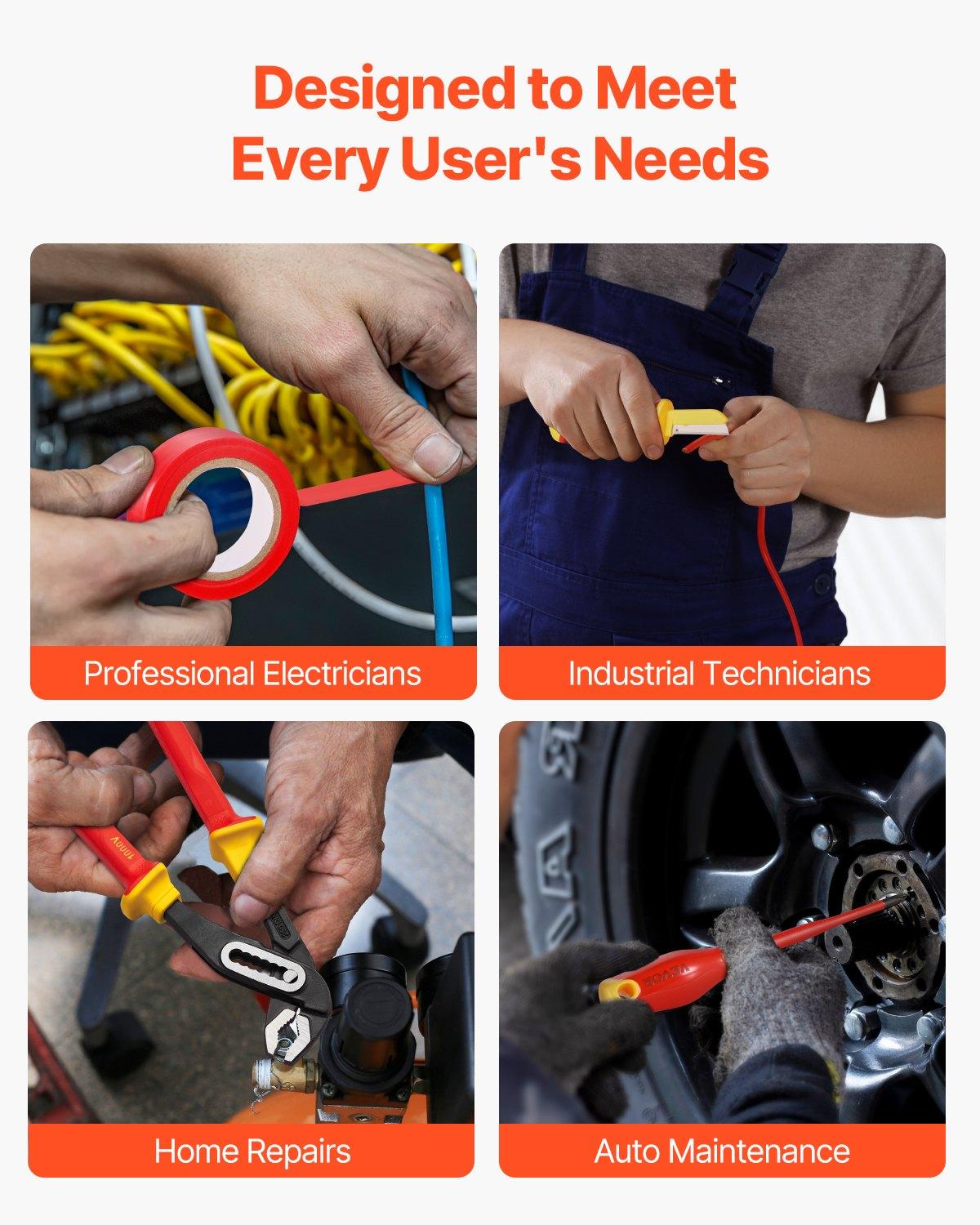 VEVOR Insulated Screwdriver Set, 50-Piece Professional Electrical Screwdriver Set, 1000V Insulated Electrician Tool, with Magnetic Tips, T-Handle Hex Wrench, Screwdriver, Single-Pole Voltage Tester