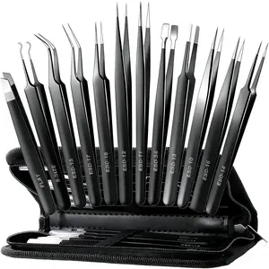 Precision Tweezers Set, Stainless Steel Pointed Bent Slanted Tools, Nail Art Rhinestone Craft DIY Jewelry Holding Tool Kit