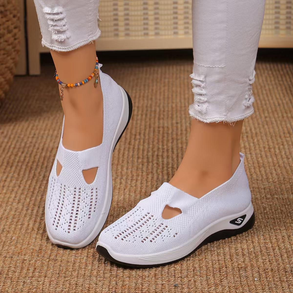 Women Breathable Knit Slip Ons Ultra Soft Sole Comfort Walking Shoes For All Day Wear Indoor And Outdoor